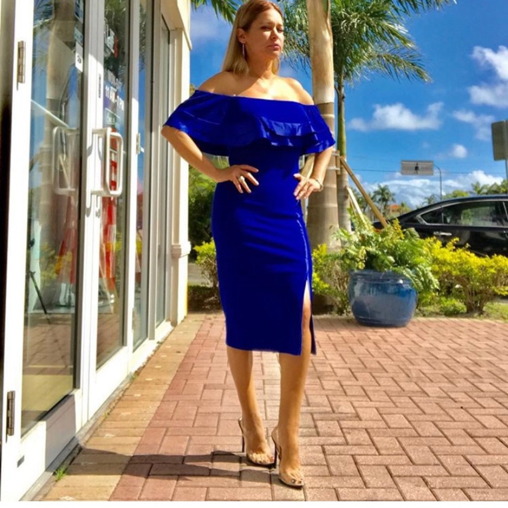 Royal Blue off shoulder dress